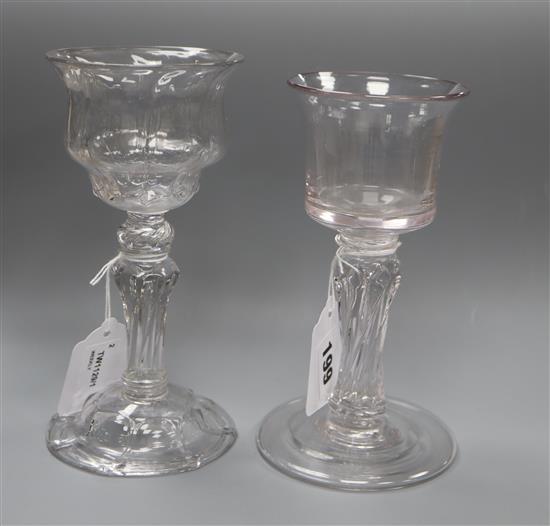 Two 18th century sweetmeat glasses, tallest 18.5cm (2)